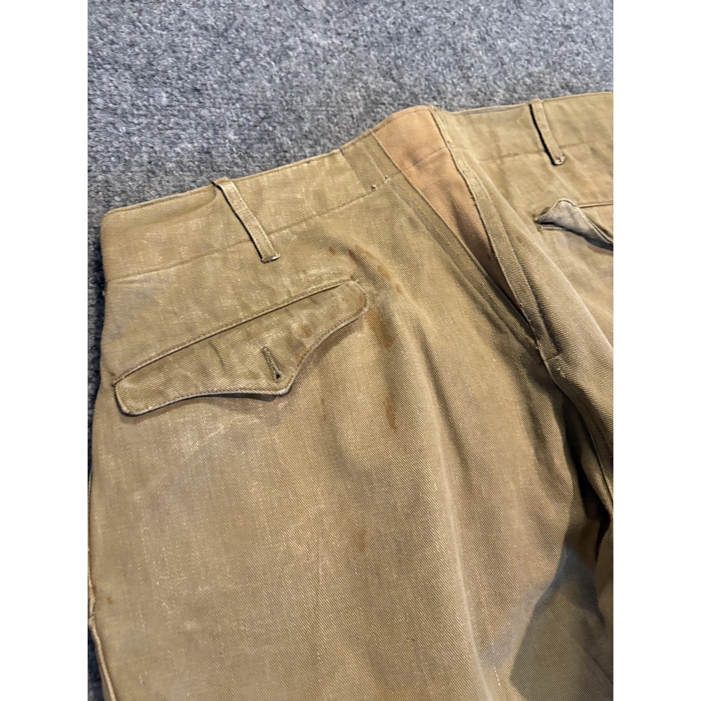 Vintage Jodhpur Pants Mens Medium Khaki Canvas Riding Breeches Button Leg 40s - Picture 7 of 14